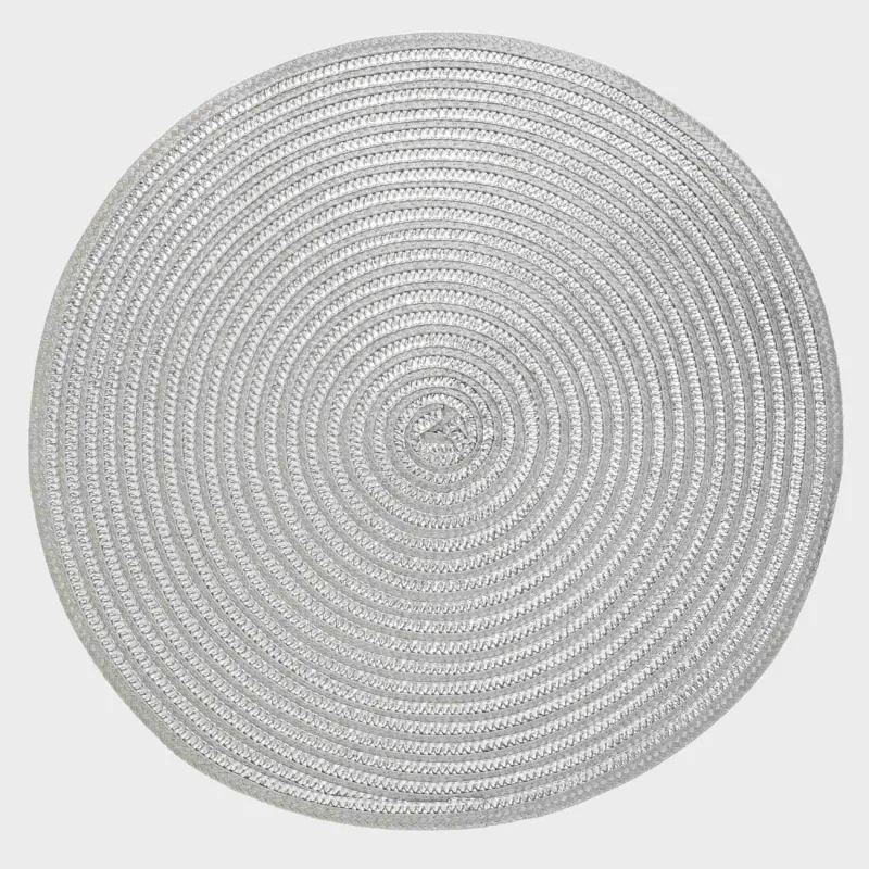Салфетка под приборы, 38 см, полипропилен, круглая, серебристая, Circle