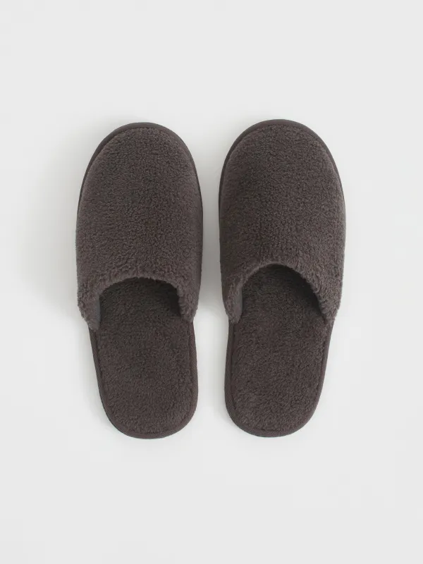 Тапочки мужские, домашние, искусственный мех, темно-серые, Plush, image-1