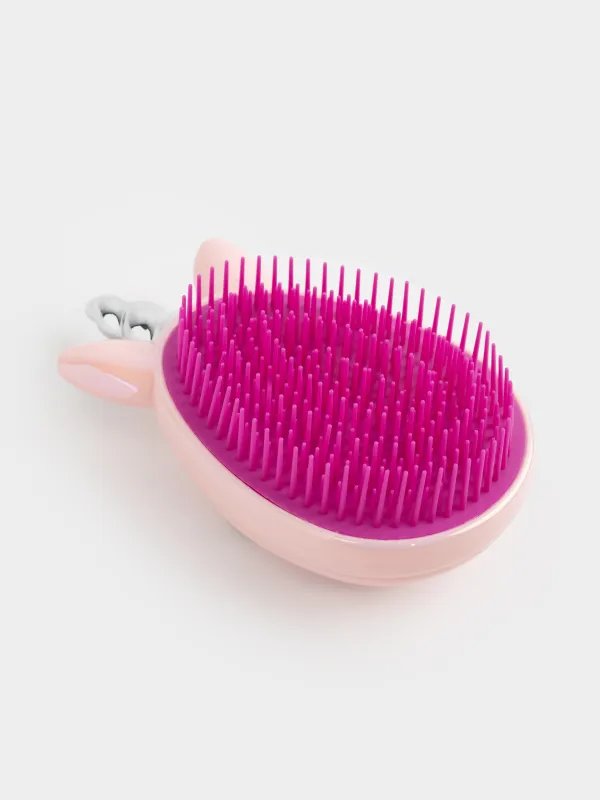 Расческа массажная для волос, 12 см, детская, пластик/силикон, розовая, Единорог, Unicorn, image-1