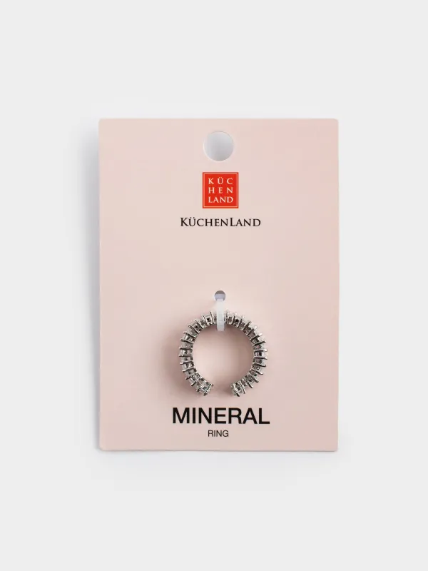 Кольцо, р. S-M, единый размер, металл/стекло, серебристое, Кристаллы, Jewelry crystal, image-3