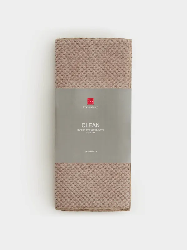 Коврик для сушки посуды, 51х38 см, микрофибра, бежевый, Clean, image-2