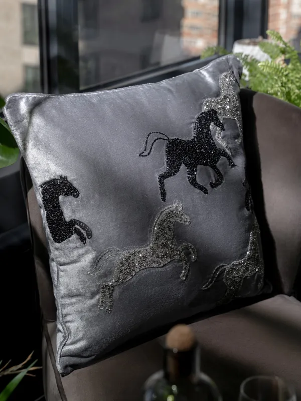 Подушка декоративная, 50х50 см, с бисером, Лошади, Horse, image-6