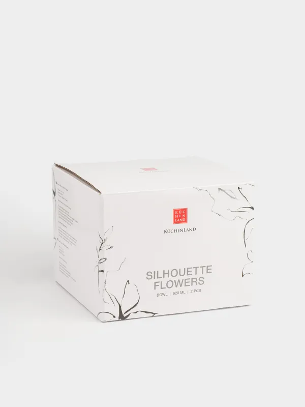 Пиала, 14x8 см, 620 мл, 2 шт, фарфор P, белая, Силуэтные цветы, Silhouette flowers, image-6