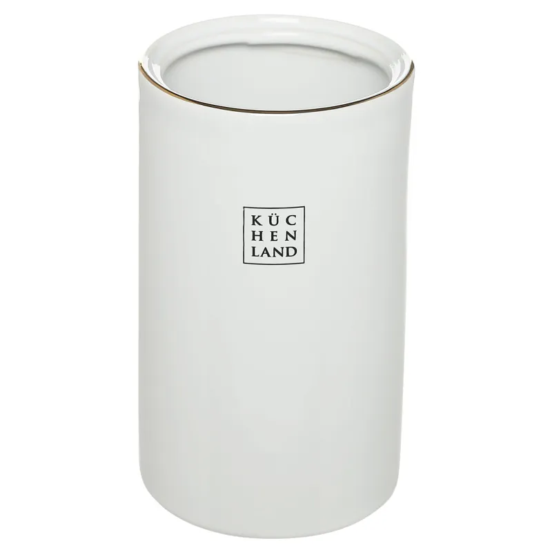 Ерш туалетный, 35 см, с подставкой, пластик/керамика, бело-золотистый, Freya, image-1