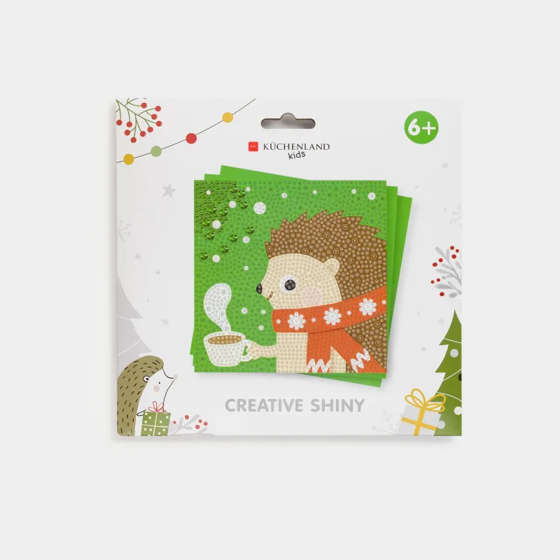 Набор для творчества, 15x15 см, рукоделие, стразы, Ежик в шарфе, Creative shiny, image-5