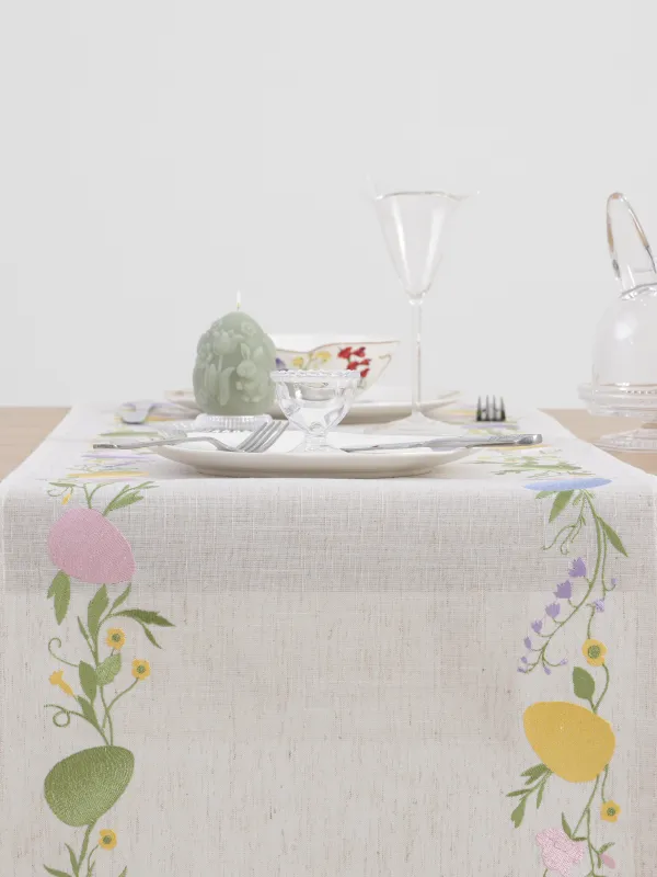 Дорожка настольная, 40х160 см, полиэстер/лен, бежевая, Пасхальные яйца, Easter, image-4
