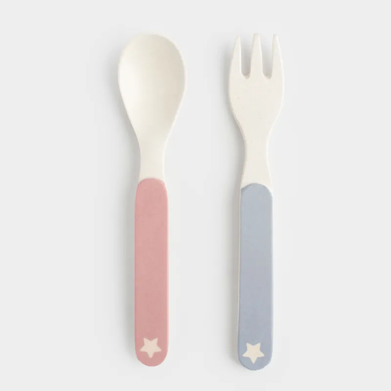 Набор посуды, детский, 1 перс, 5 пр, бамбук, розово-голубой, Кот-единорог, Cat-unicorn, image-5