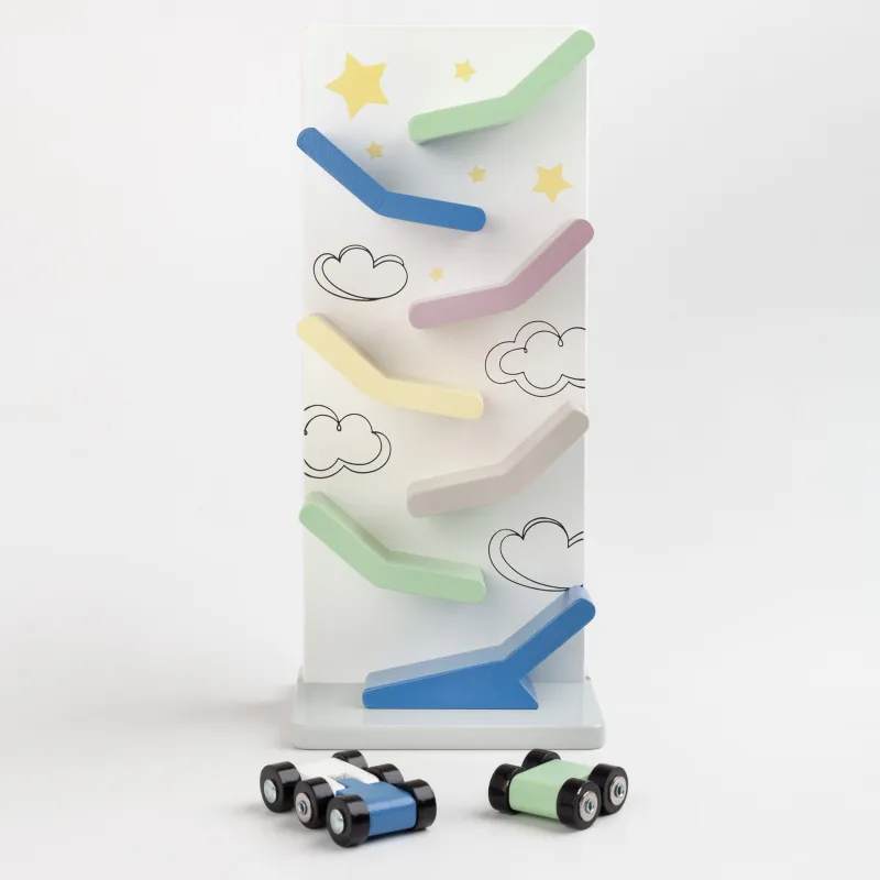 Игрушка, 27 см, дерево, Гоночный трек с машинками, Kiddy, image-0