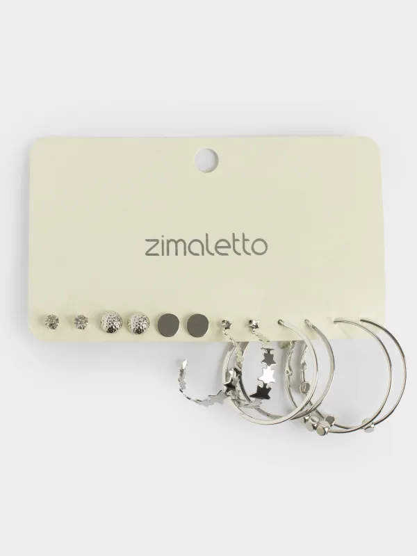 Серьги-пусеты, 12 шт, металл, серебристые, Jewelry, image-2