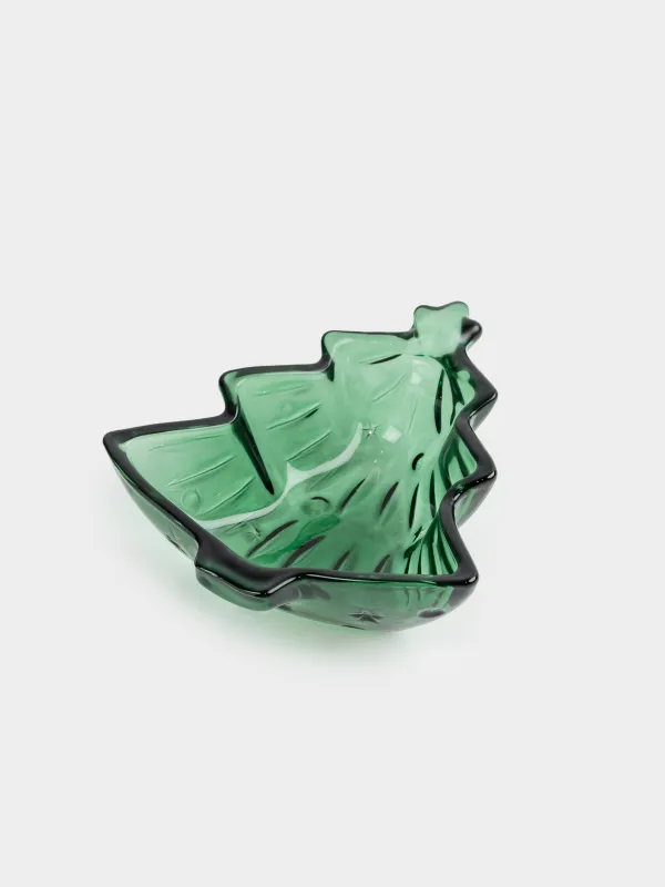 Блюдо глубокое, 16x14х4 см, стекло Р, зеленое, Елка, Color pattern, image-0