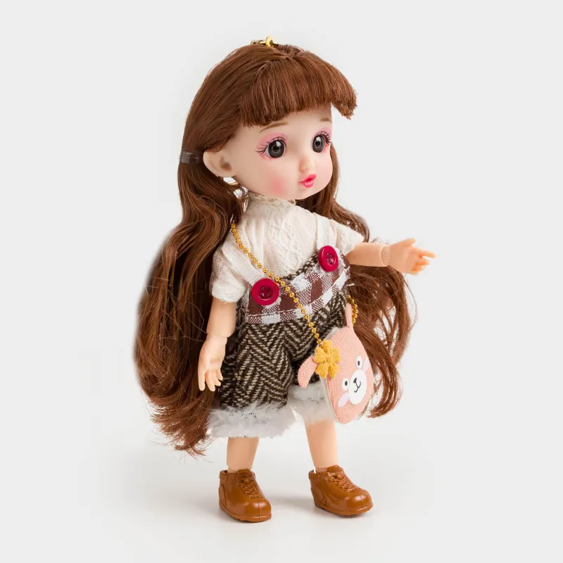 Кукла, 16 см, на шарнирах, с брелоком, ПВХ, Девочка в комбинезоне, Childhood, image-2
