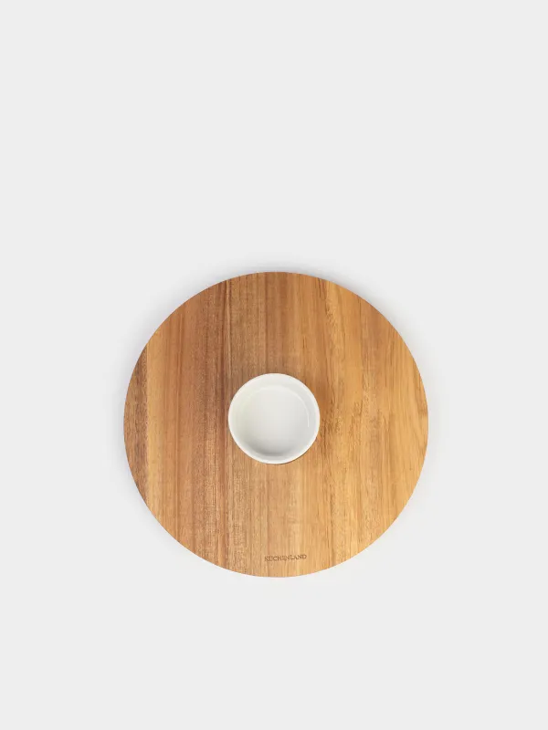 Блюдо для закусок, 30 см, с пиалой, вращающееся, дерево/фарфор P, Noble tree, image-2