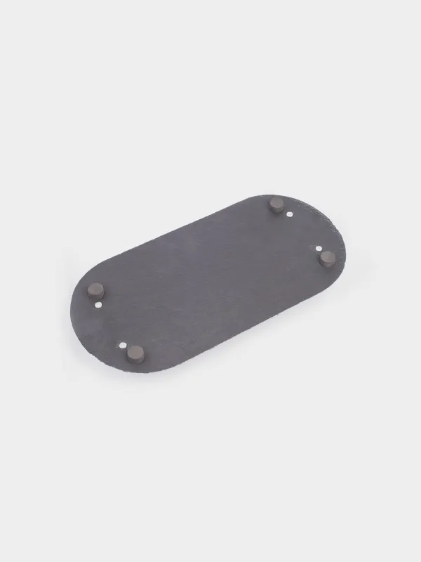 Блюдо сервировочное, 30х15 см, с ручками, сланец/сталь, овальное, Конь, Slate, image-3