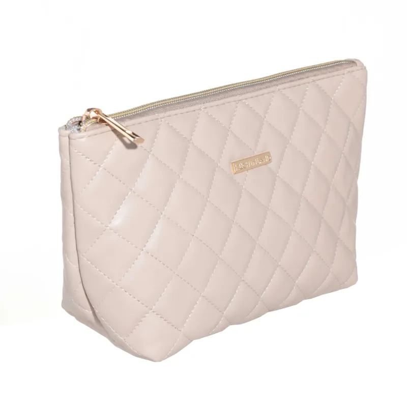 Косметичка, 26х13 см, стеганая, полиуретан, бежевая, Quilted, image-1