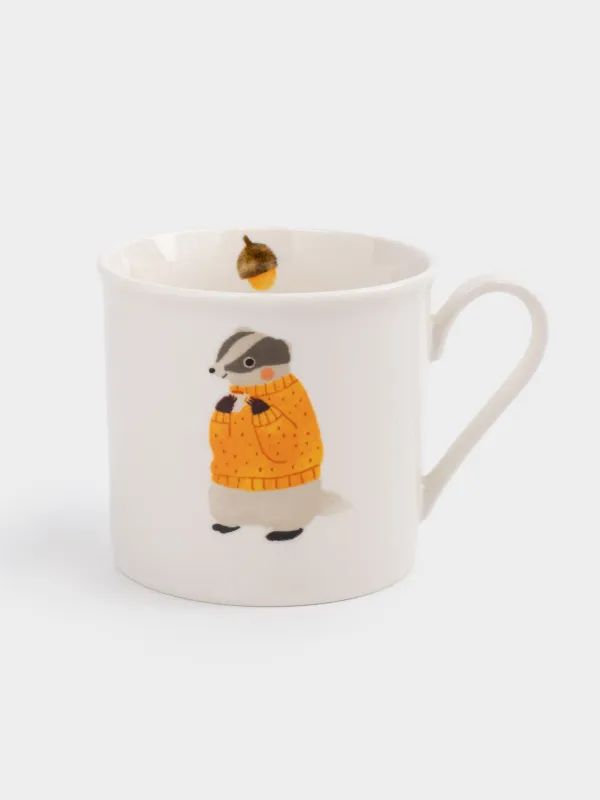 Набор посуды, детский, 1 перс, 3 пр, фарфор N, белый, Животные и листья, Forest animals, image-5