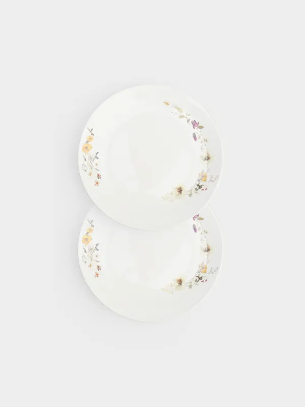 Тарелка закусочная, 23 см, 2 шт, фарфор N, белая, Желтые цветы, Floweri, image-0