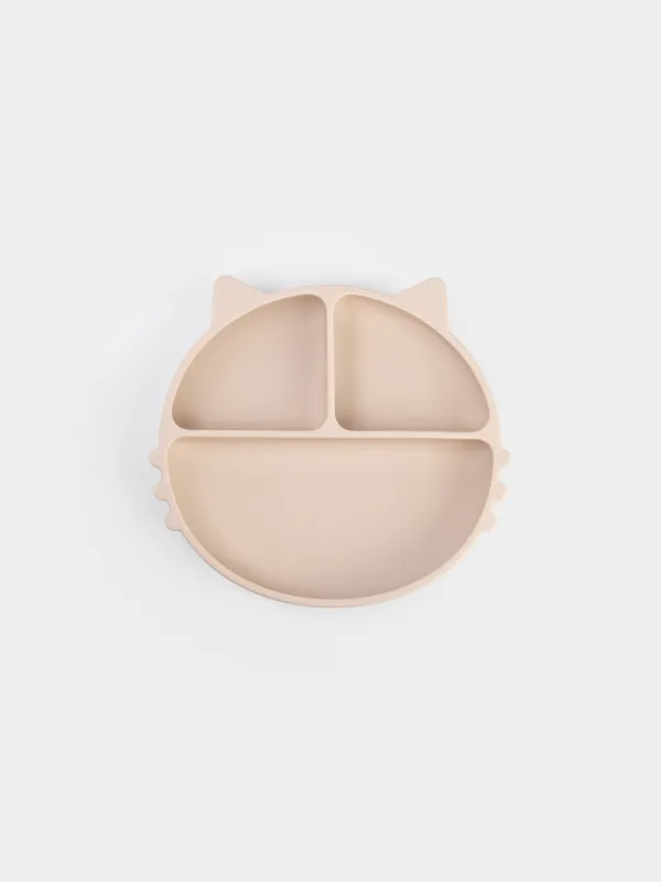 Тарелка обеденная, 19х20 см, 3 отделения, на присоске, Котик, Kiddy, image-0