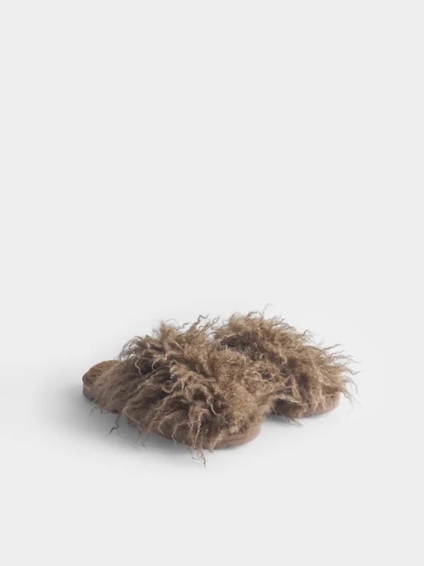 Тапочки из длинного кудрявого меха Downy, image-3