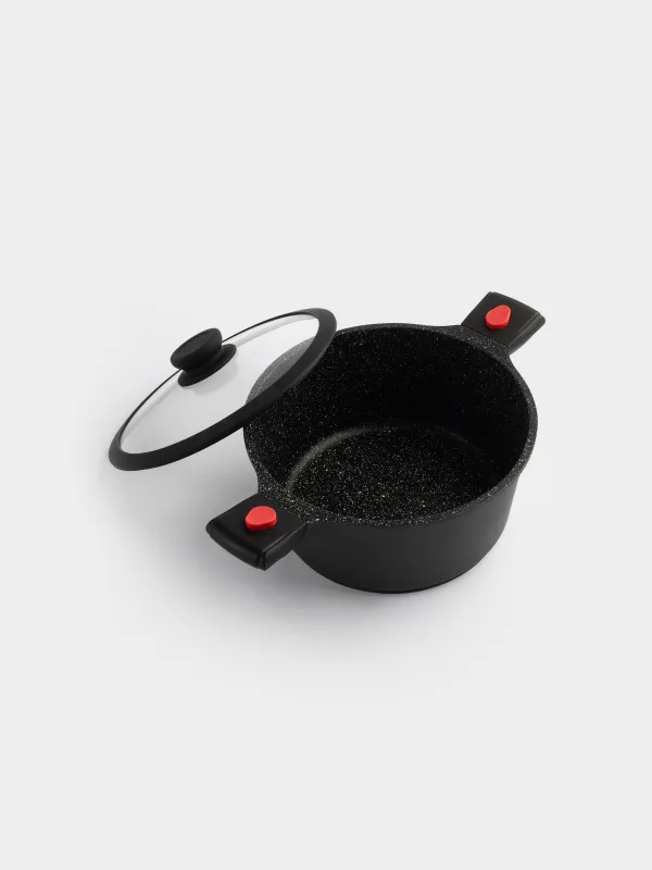 Кастрюля, 24 см, 4,5 л, с крышкой, съемные ручки, с покрытием, алюминий, Solution Red 2, image-1