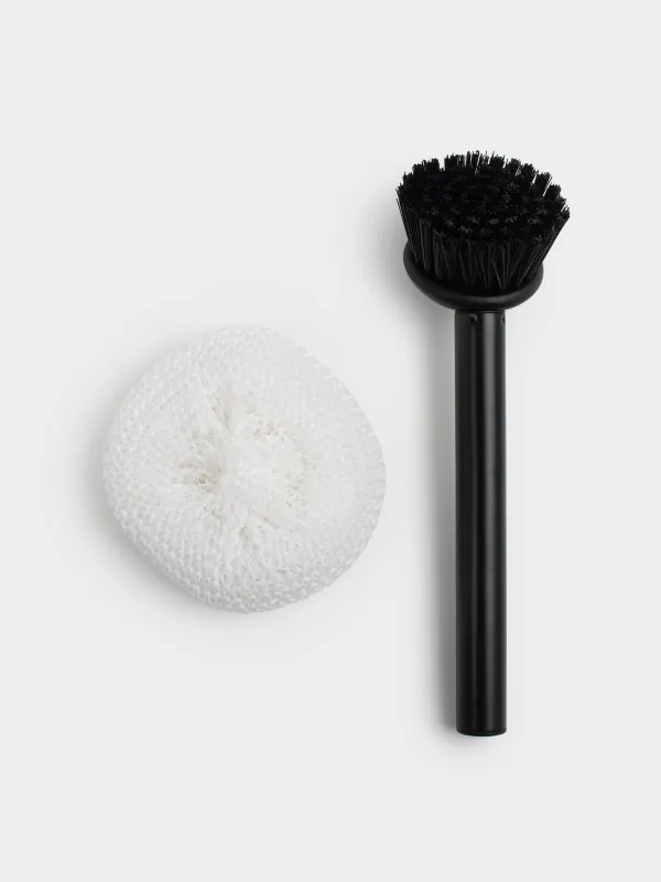 Диспенсер для моющего средства, 650 мл, органайзер, губка/щетка, керамика, черный, Total black, image-4