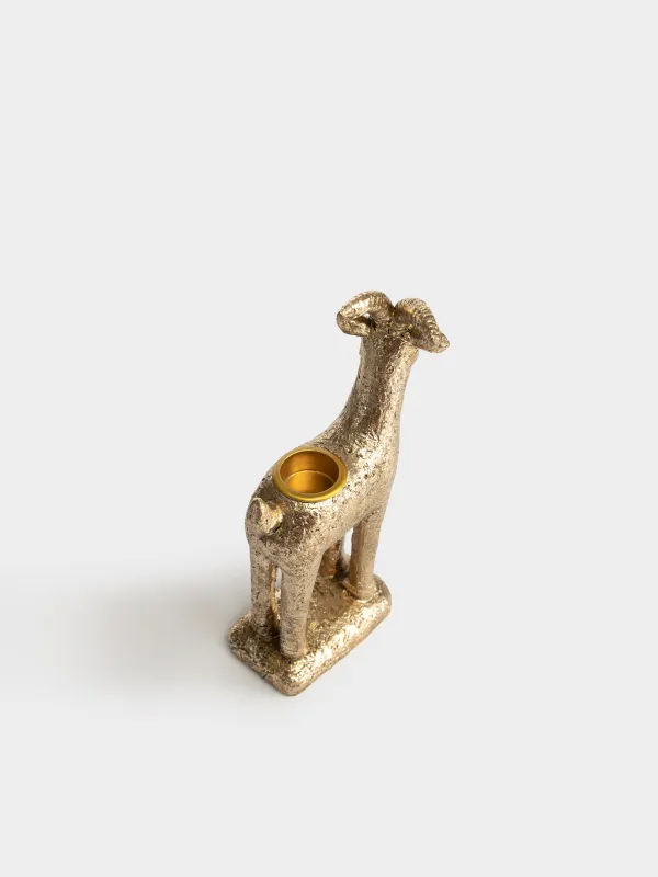 Подсвечник, 10x17 см, для тонкой свечи, Козел, Goat gold, image-3