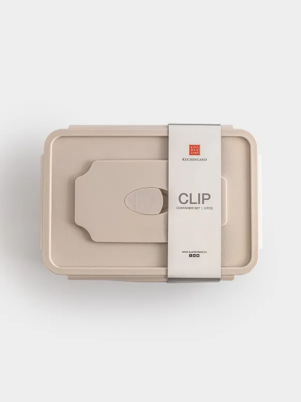 Набор контейнеров, 3 шт, с клипсами, с клапаном, пластик, прямоугольный, пастель, Clip, image-5