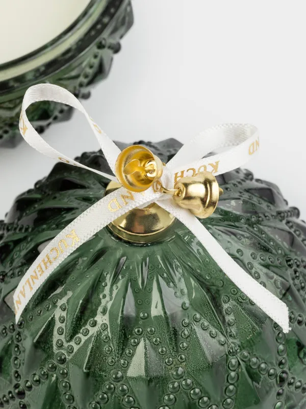 Свеча ароматическая, 8х9 см, в подсвечнике, с крышкой, стекло, зеленая, Christmas evergreen, Christmas traditions, image-2