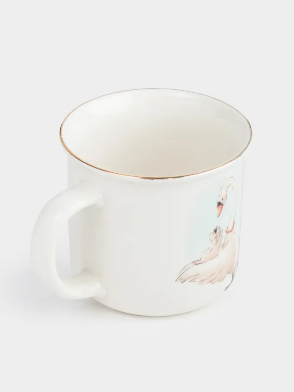 Кружка, детская, 370 мл, фарфор N, белая, Лебеди, Ideas, image-1