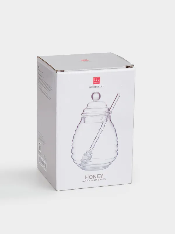 Банка для меда, 400 мл, с ложкой, стекло Б, Honey, image-3