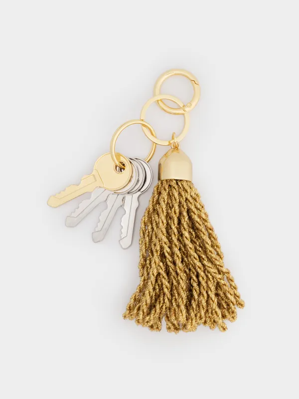 Брелок, 13 см, металл/полиэстер, золотистый, Кисточка, Keychain, image-0