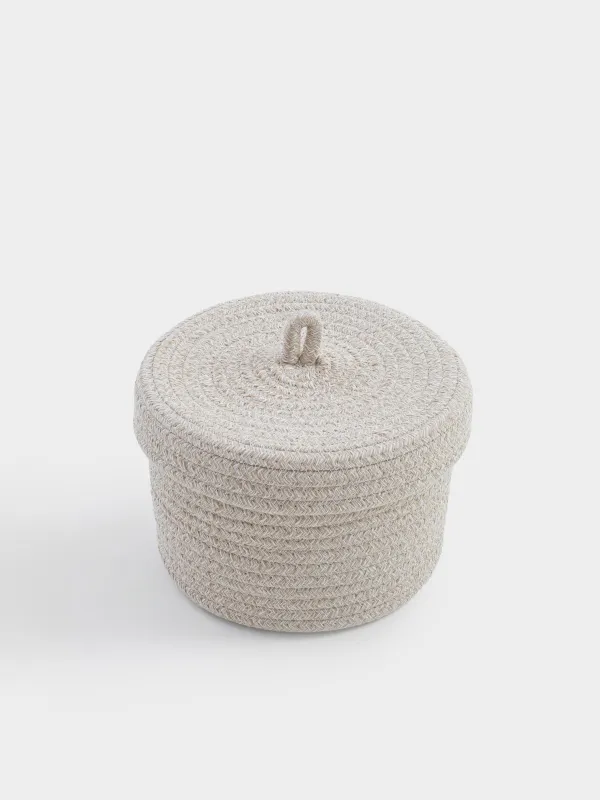 Корзина для хранения, с крышкой, молочная, Tote, image-5