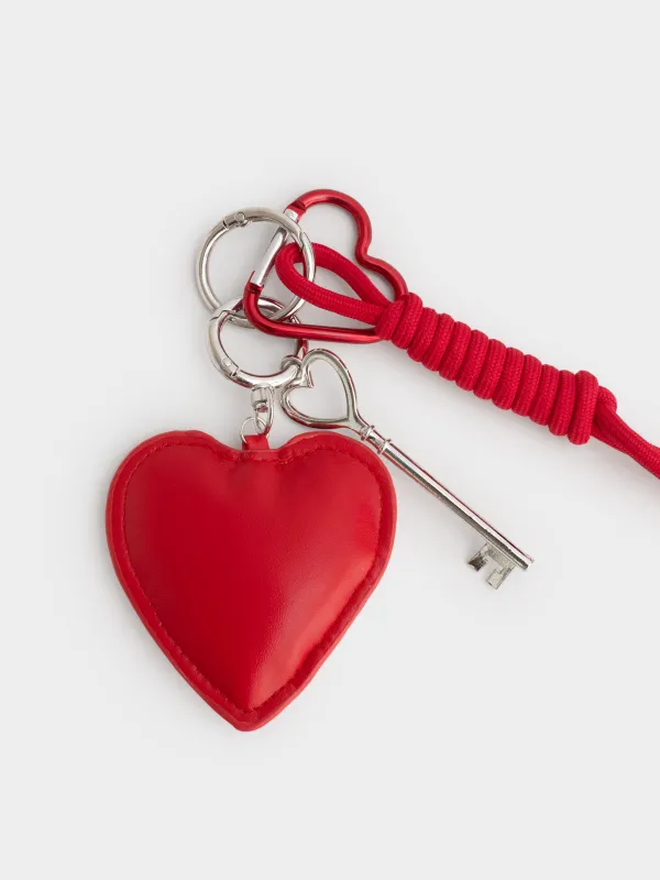 Брелок, 8 см, полиэстер/полиуретан/металл, красный, Сердце, Keychain heart, image-3