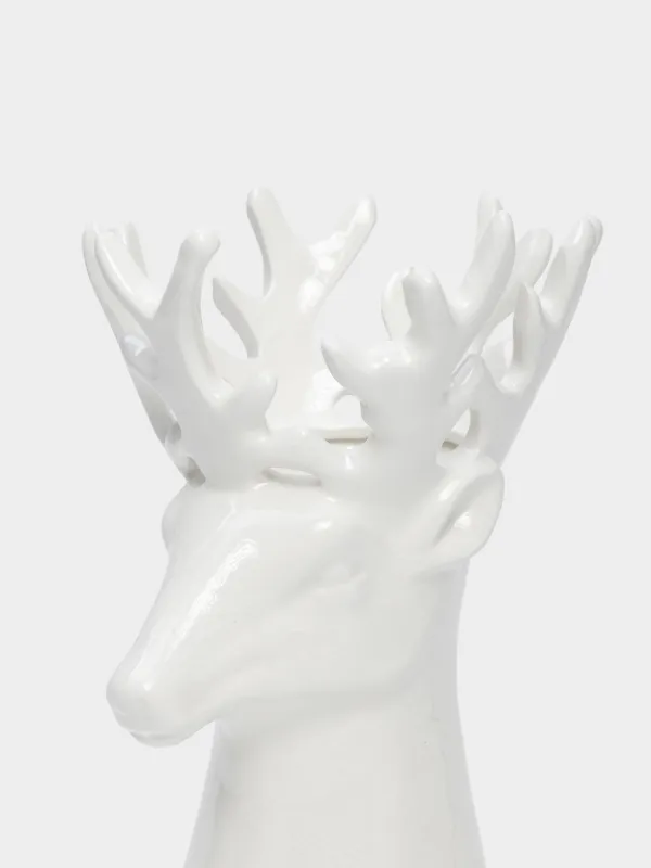 Ваза для цветов, 21 см, декоративная, керамика, белая, Олень, Forest deers, image-2