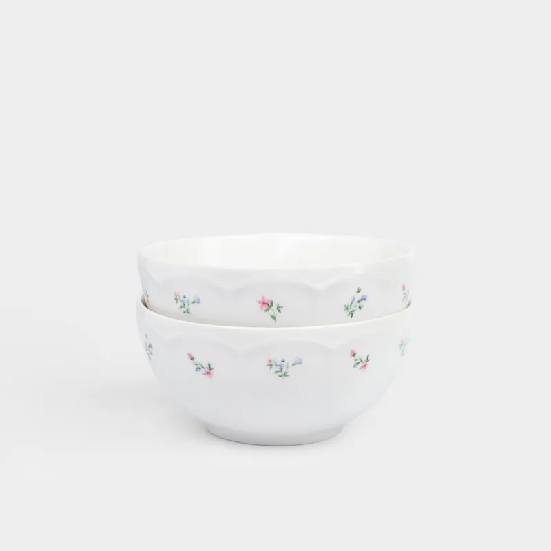 Пиала, 14х7 см, 600 мл, 2 шт, фарфор N, белая, Нежные цветы, El floria