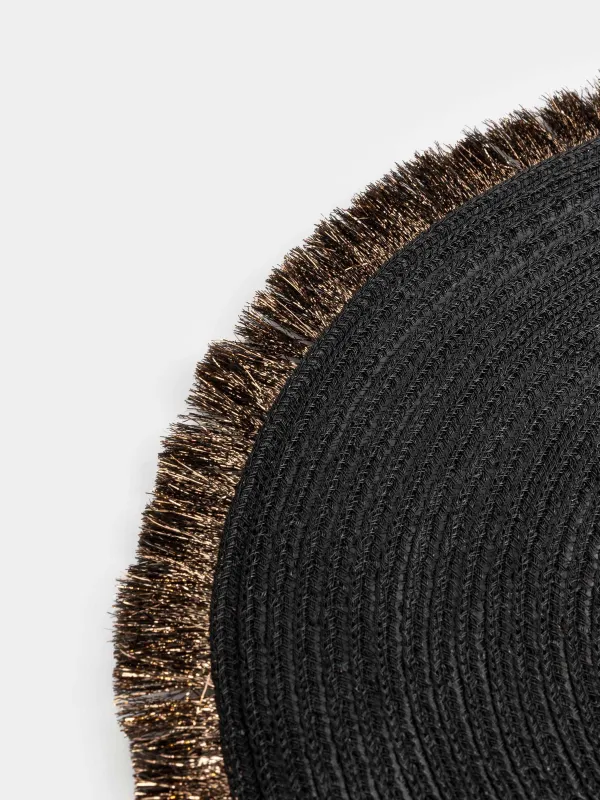 Салфетка под приборы, 38 см, с бахромой, полиэстер, круглая, темно-коричневая, Rotary shine, image-3