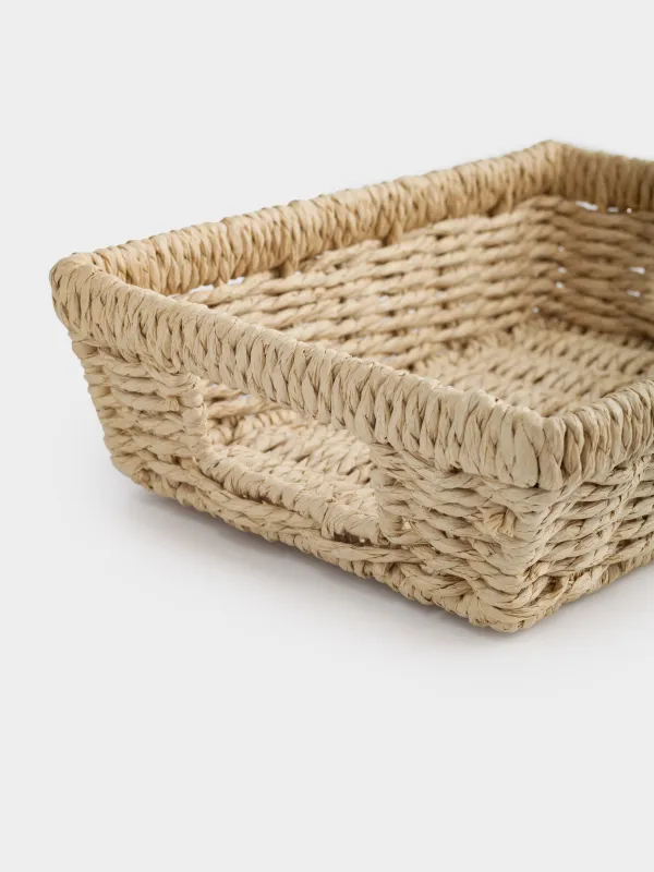 Корзина для хранения, 26х18 см, плетеная, с ручками, целлюлоза, прямоугольная, Braided, image-4