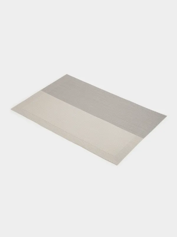 Салфетка под приборы, 30x45 см, ПВХ, прямоугольная, светло-серая/серая, Полосы, Mats, image-1