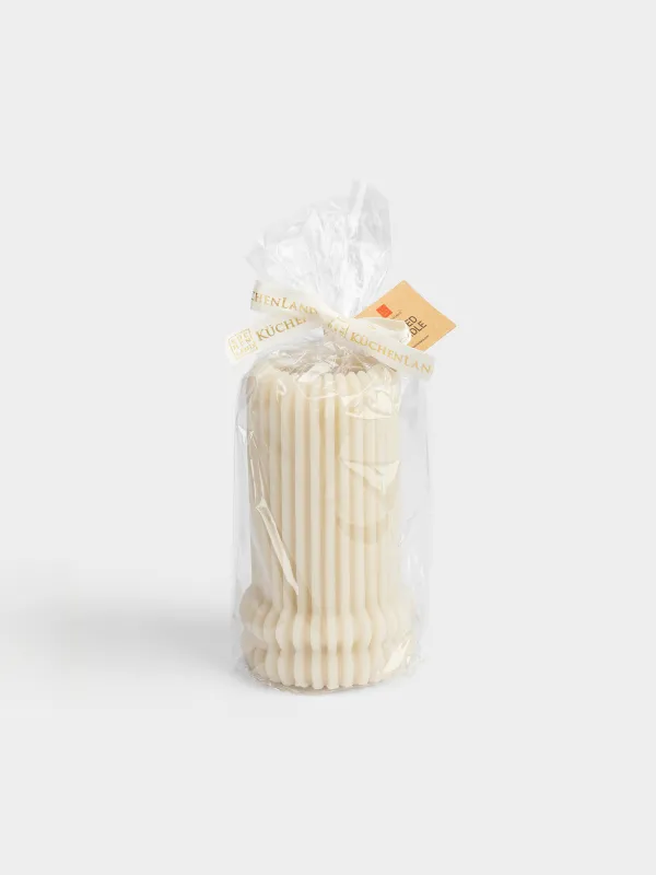 Свеча, 7x13 см, цилиндрическая, Ribbed candle, image-3
