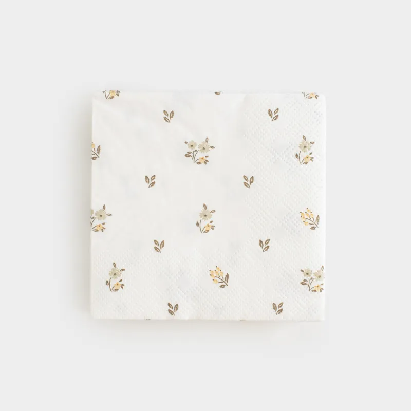 Салфетки бумажные, 21х21 см, 20 шт, квадратные, белые, Винтажные цветы, La flore