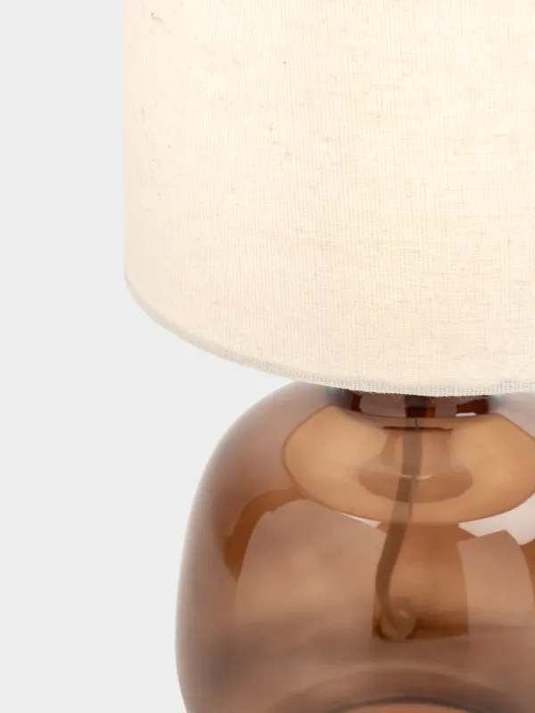 Светильник настольный, 33 см, стекло/лен, коричневый, Колба в кракелюре, Impulses light, image-2