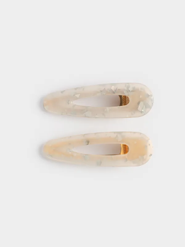 Заколка для волос, 7 см, 2 шт, акрил/металл, перламутр, Гламур, Glam, image-0