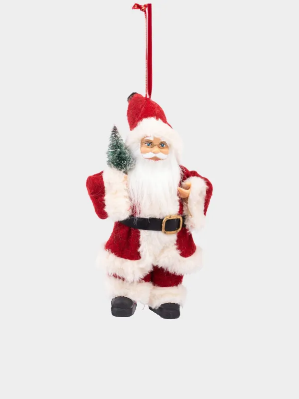 Игрушка елочная, 18 см, пластик/полиэстер, красная, Санта с елкой, Magic time, image-0