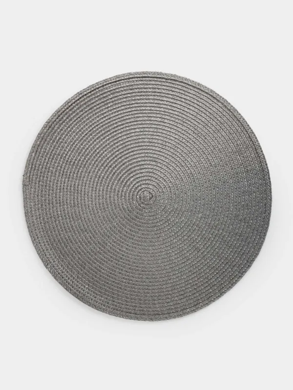 Салфетка под приборы, 38 см, полиэстер, круглая, графитовая, Ring mix, image-0