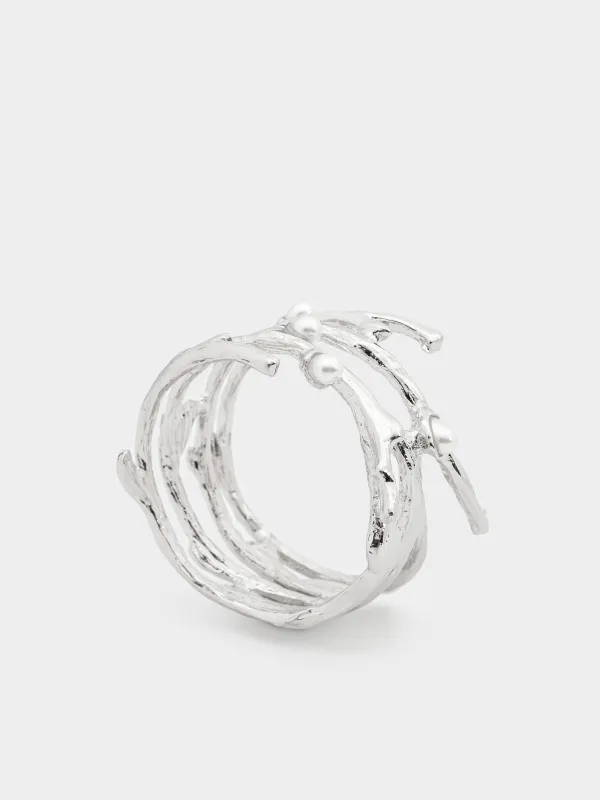 Кольцо для салфеток, 4 см, металл/пластик, серебристое, Жемчужины, Pearl, image-0