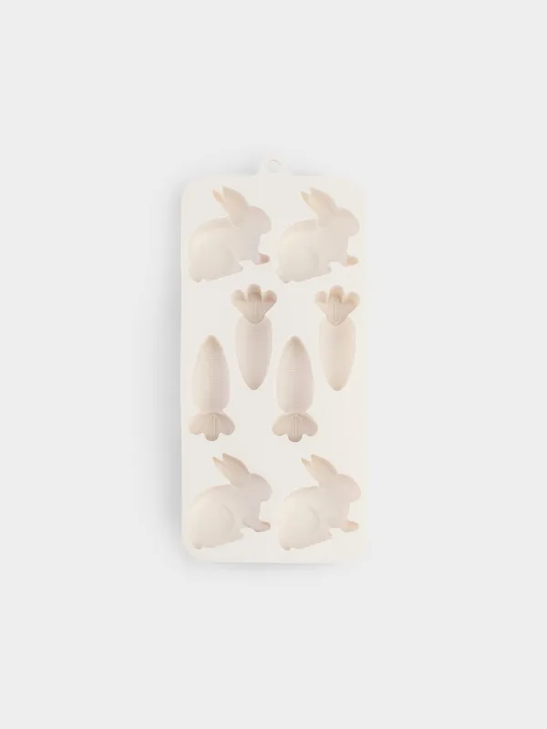 Форма для выпечки кексов, 23х10 см, 8 отд, силикон, сиреневая, Кролик и морковь, Bakery color, image-2