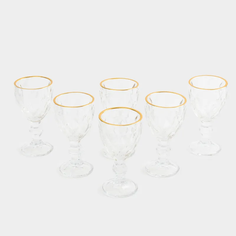Рюмка, 50 мл, 6 шт, стекло Р, с золотистым кантом, Rhomb gold, image-1