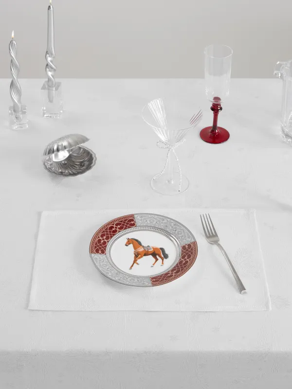 Салфетка под приборы, 30х45 см, жаккард, полиэстер, прямоугольная, белая, Хвойные ветви, Coniferous, image-1