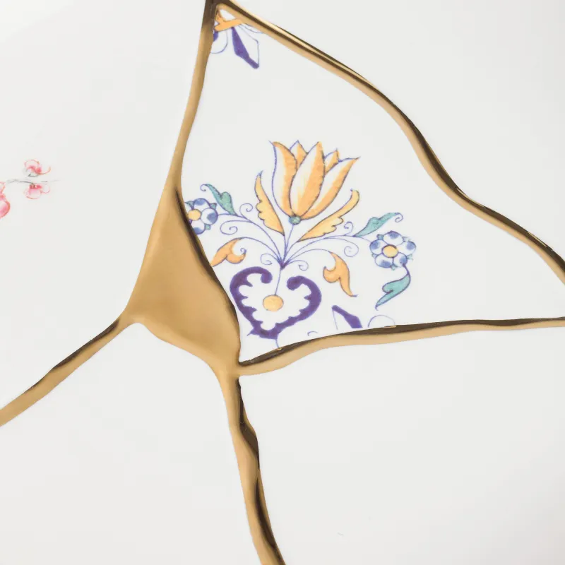 Тарелка обеденная, 27 см, фарфор N, бело-золотистая, Кинцуги, Revival, image-3