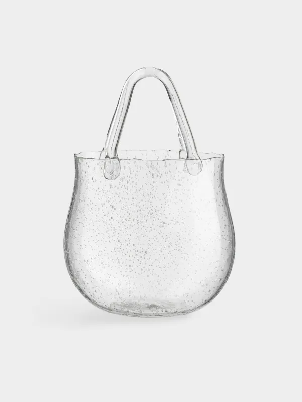 Ваза для цветов, 31 см, декоративная, с ручкой, Сумка, Clear, image-0