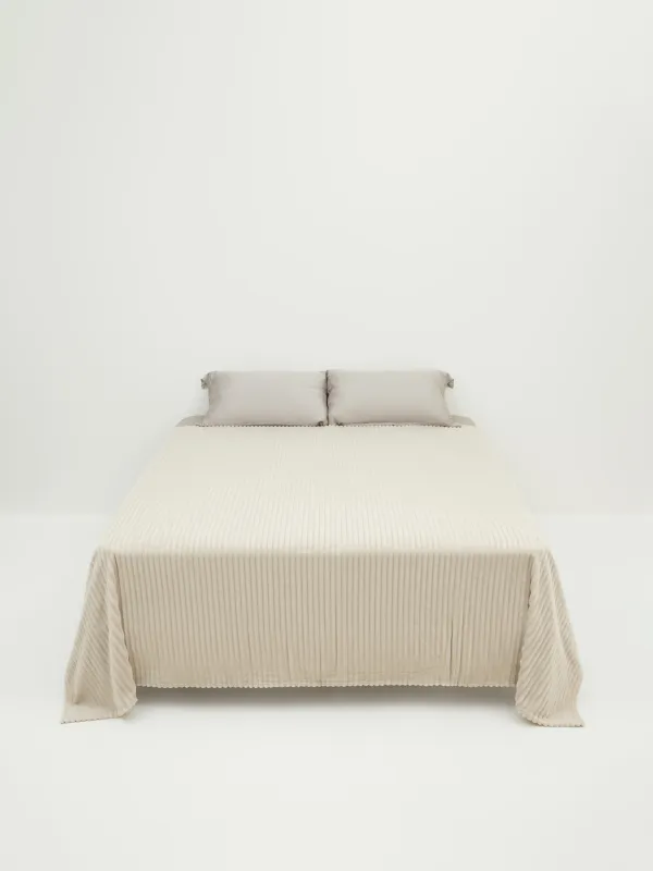 Покрывало, 220x240 см, фланель, бежевое, Объемные полосы, Flannel, image-5